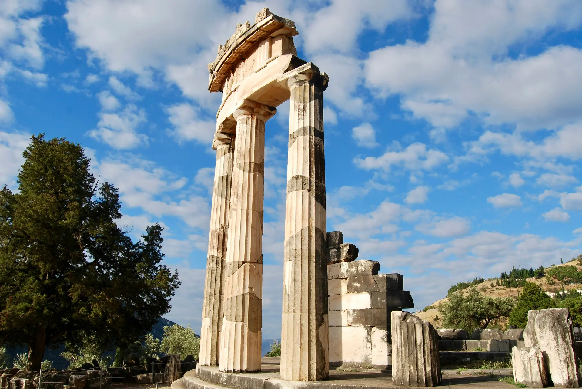 Stone remains within the sanctuary at Delphi