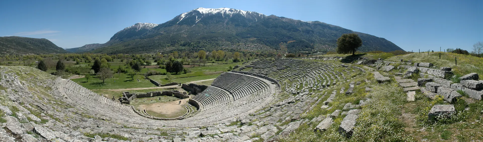 The ancient theater of Dodona, Epirus, Greece. Panorama of several photos.
