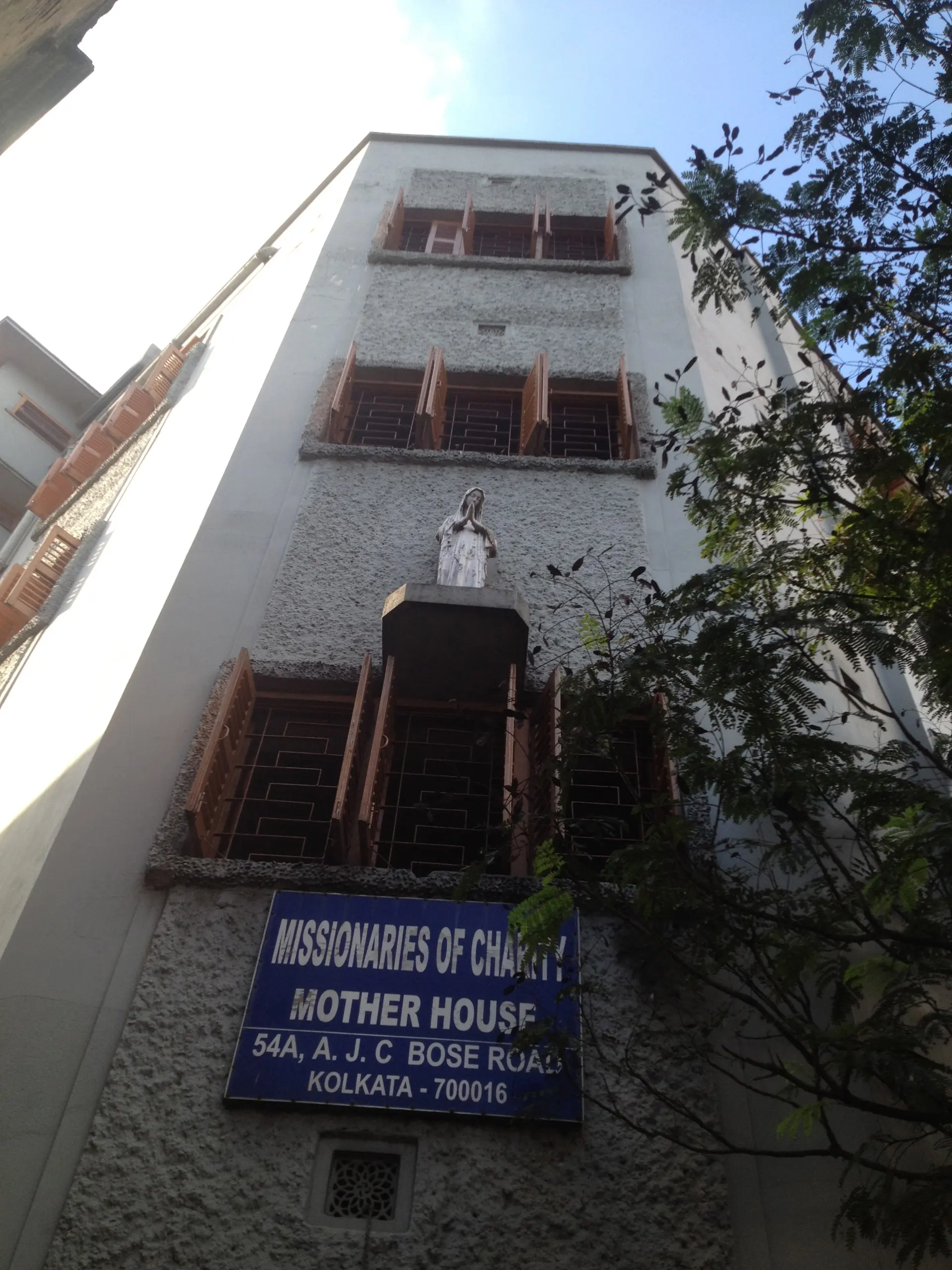 Exterior of the Missionaries of Charity Mother House on A.J.C. Bose Road in Kolkata