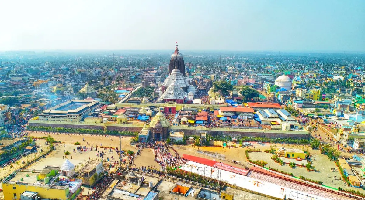 Aerial view of Jagannath Temple and its walled precinct