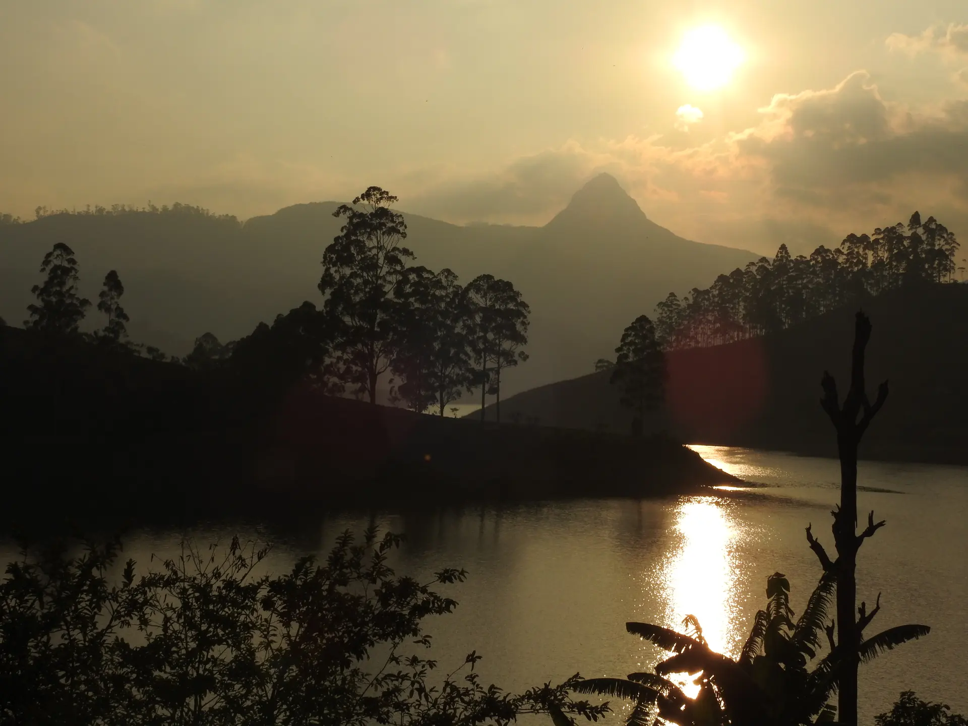 Sunset behind Adam's Peak (Sri Pada), Sri Lanka.