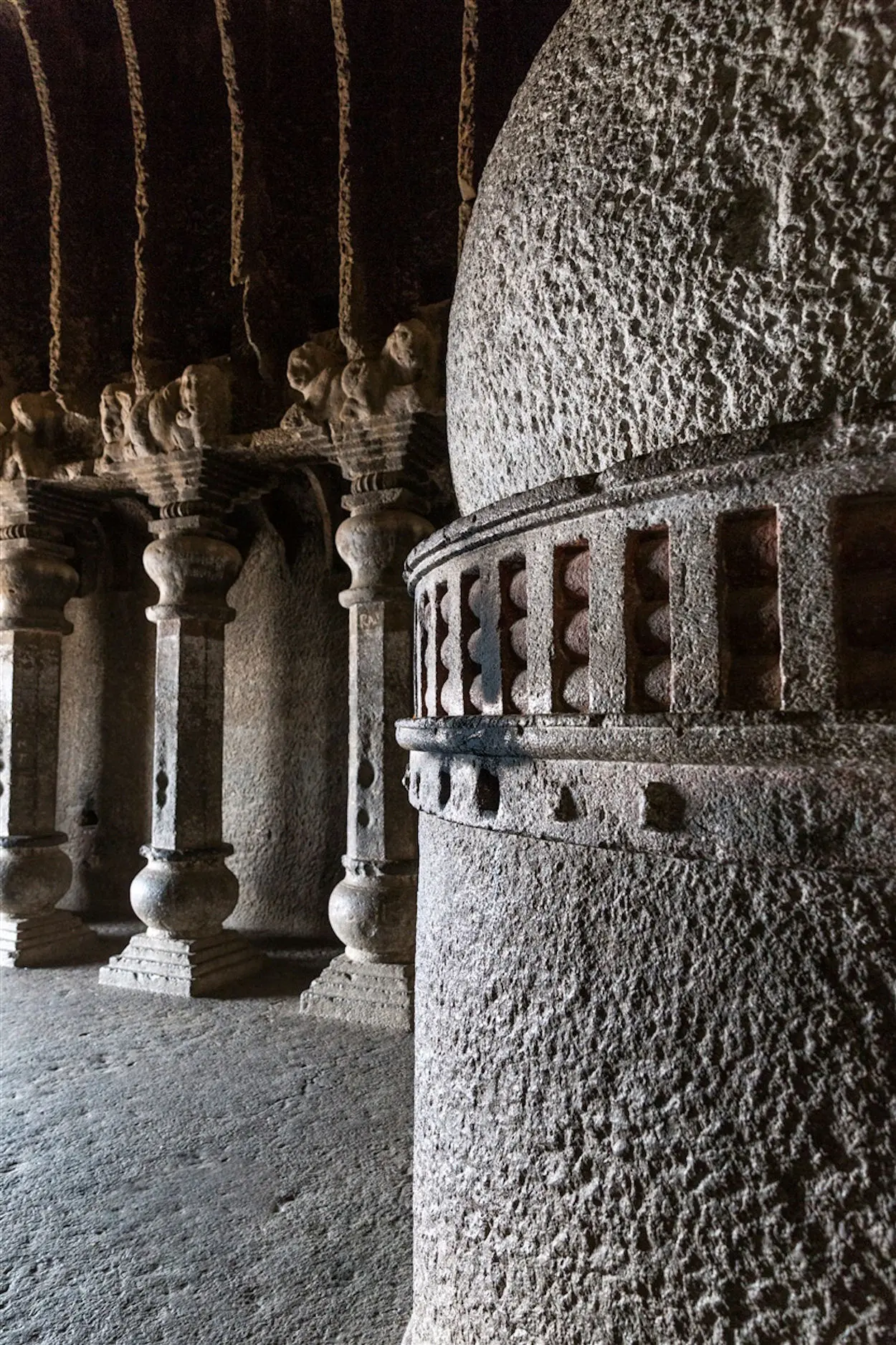 Dagoba inside the Lenyadri chaitya hall